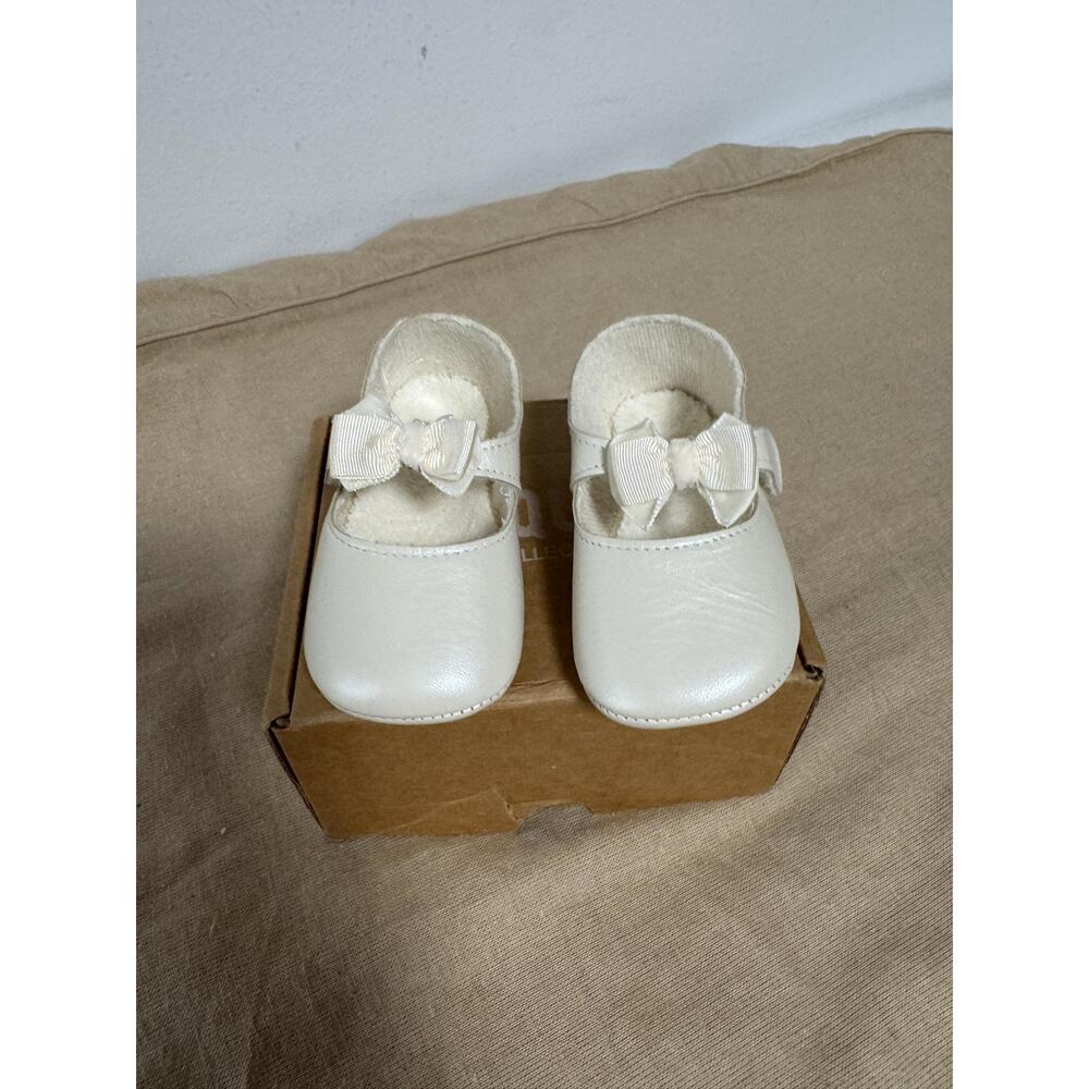 Cuquito Collection Shoes Baby Girls Size 20 White Soft Bow Mary Jane Made Spain